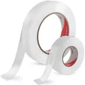 Poppstar 2 Rollen doppelseitiges Klebeband (3 m x 2 cm x 1 mm/2mm) transparent