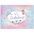 LIMONIA Einladungskarten Schmetterling Einladungen zum Kindergeburtstag Blumen Mädchen, Einladungskarten mit einem Schmetterling Motiv für Kinder