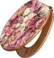 banjado Design WC Sitz Bambus 44x38x5cm - Strauss Rosen - Toilettendeckel/Toilettensitz Bambus - hochwertiger Bambus Klodeckel/WC-Sitz mit Universal Scharnieren für alle gängigen Toiletten [TDB 11473]