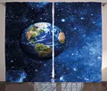 ABAKUHAUS Platz Rustikaler Vorhang, Planet Erde Sonnensystem, Wohnzimmer Universalband Gardinen mit Schlaufen und Haken, 280 x 175 cm, Grün Blau