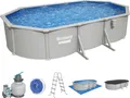 Bestway® Hydrium™ Stahlwandpool Komplett-Set mit Sandfilteranlage 610 x 366 x 122 cm, granitgrau, oval