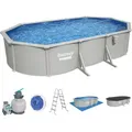 HydriumTM Stahlwandpool Komplett Set mit Sandfilteranlage 610 x 366 x 122 cm, gra...