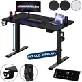 Höhenverstellbarer Schreibtisch Mit Tischplatte Elektrisch Lcd- Display 73-118cm Stahlgestell Büro Gaming Computertisch 110cm Schwarz - Casaria