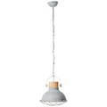 Brilliant Pendelleuchte Industrie Lampe Emma Grau Beton Holz Ø33cm E27 kürzbar