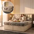 TRADA Bond Boxspringbett 200x200 mit Bettkasten mit Matratzen Stauraum Velvet 9-Komfortzonen H3 Beige - Beige