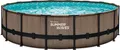 Summer Waves Elite Frame Pool Aufstellpool rund Komplettset Teakoptik braun Ø 488x122 cm
