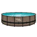 Summer Waves Frame Pool Elite, teak, rund, Braun