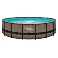 Summer Waves Elite Frame Pool Teak Optik Ø 488x122 cm | Aufstellpool rund | Komp