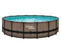 Aufstellpool Schwimmbad Schwimmbecken Teakoptik braun Komplettset  Ø488cm Summer