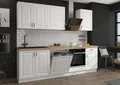 Landhaus Küche Stilo Weiß 250 cm Küchenzeile Küchenblock Einbauküche erweiterbar