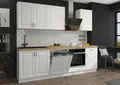 Landhaus Küche Stilo Weiß 250 cm Küchenzeile Küchenblock Einbauküche erweiterbar