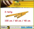 3-teiliges Stabila Wasserwaagen Set Classic 70 Längen: 100 cm / 60 cm / 40 cm