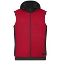 Men's Padded Hybrid Vest Wattierte Strickfleece Weste im attraktiven Materialmix rot/schwarz, Gr. 3XL