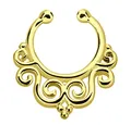 Nasenpiercing Schmuck Fake Ring Septum Clicker Silber 18kt vergoldet mit Ornament, 1,0 x 9 mm
