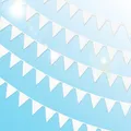 yotutun 10M Wimpelkette Weiß, Wimpel Girlande Wimpelketten Outdoor mit 40 Stück Weiß Wimpel Wimpelkette Stoff Draußen Garten Stoffgirlande für Hochzeit Party Kinderzimmer Geburtstag
