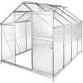 tectake Gewächshaus mit Fundament Aluminium UV-beständig 185x250x195cm - Transparent