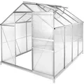 Tectake Gewächshaus Mit Fundament  7 7 M³ Aluminiumrahmen  250 x 185 x 195 cm Transparent