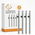 4x Bodenhülse Edelstahl 50 cm Rasendorn für Sonnenschirm oder Wäschespinne Fixierschraube für Camping und Wäscheständer
