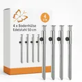 Preiswert&Gut 4X Bodenhülse Edelstahl 50 cm Fixierschraube für Camping und Wäscheständer für Rohre mit Durchmesser von 3,5 cm Rasendorn für Sonnenschirm oder Wäschespinne 510 Gramm