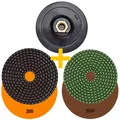 EDW Profi Diamant Schleifpad-Set NASS, Reparatur-Set, 100mm, Körnung 200 + 3000, Klett-Aufnahmeteller M14, für Granit, Naturstein, Marmor, Glas