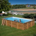 Holzpool Evora Rechteckig 620x420x133 cm Komplettset Sandfilter Massivholz Pool