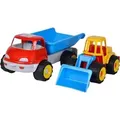 Simba 107134610 - LKW Kipper mit Bagger, 2-teilig, Kunststoff, 36/29cm, Sandspielzeug