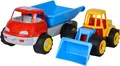 Simba 107134610 - LKW Kipper mit Bagger 2-teilig, Kunststoff, 36/29cm, Sandspiel