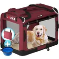 CADOCA Tiertransportbox Gr. XXXL, aus Stoff, 101 x 70 x 70cm, faltbar, dunkelrot, Tiere bis 52kg