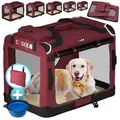 Cadoca Tiertransportbox, faltbar XXXL 101x70x70cm Hundebox Hundetransportbox Dunkelrot rot XXXL | 70 cm x 70 cm x 101 cm