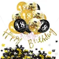 18. Geburtstag Party Feier Deko Set - Ballons + Girlande + Konfetti Gold Schwarz