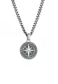 Herren Silber Halskette Kompass Windrose 34mm 925 Sterling Silber oxidiert He...