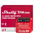 Shelly 1PM Mini Gen3 - WLAN Smart Relais Schalter, Strommessung, Stromzähler, 1 Kanal, 8A, Lichtschalter, Heizung, Smart Home, Zeitschaltuhr, Alexa & Google Home, Kein Hub Erforderlich