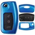 Auto Schlüssel Kunststoff Hülle ABS Plastik Schutz Cover Blau kompatibel mit Ford Focus C-Max Fiesta Kuga S-Max Mondeo Klappschlüssel
