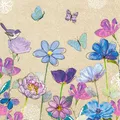 HOME FASHION Serviette Frühlingstreffen 33x33cm 20 Stück Frühlingsdeko Tischdeko