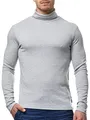 Indicode Herren Eagon Langarmshirt mit Rollkragen | Langarm Shirt Longsleeve für Männer Grey Mix, M
