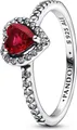 Pandora Fingerring Pandora Ausgeprägtes Rotes Herz Ring 198421C02 Damenring