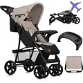 Lionelo Emma Buggy klein zusammenklappbar Kinderwagen mit Liegeposition Beige Latte - Beige