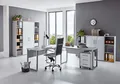 BMG-Moebel.de Büromöbel komplett Set Arbeitszimmer Office Edition in Lichtgrau/Weiß Hochglanz (Set 5)