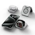 LULULOOK Aluminium 2 in 1 Faltbar Kabelloses Ladestation, Magnetisch Kabelloses Ladegerät für iPhone 16 Pro Max/16, 5W Schnelles Aufladen für Apple Watch Ultra 2/Ultra, AirPods, Mehrere Geräte(Silber)