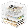 Tomorotec 4 Stück büro zubehör, briefablage a4, transparent, PET, stapelbar,dokumenten-Organizer, Büro, ablage Schreibtisch，Schreibtisch
