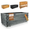 BooGardi Pflanzkübel groß außen & innen mit Vlies · Pflanzkasten rechteckig in 10 Größen · 100 cm lang anthrazit · Hochbeet Holz für Garten, Balkon & Terrasse · Blumenkasten XXL