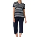 Schlafanzug kurz Set 3/4 Lange Hose Kurzarm Oberteil weiche Baumwolle - Nightwear