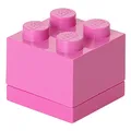 Lego Box 4, Mini Lego Box mit 4 Knöpfen, Snack Box, Pink, 4,6 x 4,6 x 4,3 cm