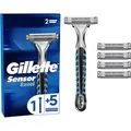Gillette Nassrasierer Sensor Excel, für Herren, 2-fach Klinge, mit 5 Klingen