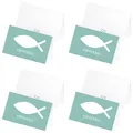 itenga 96 x Tischkarten Platzkarten Namensschild Fisch Kommunion Taufe Konfirmation Jungen Mädchen (türkis)