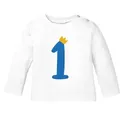 MoonWorks Body Baby Langarm-Shirt 1. Geburtstag Zahl 1 Krone Geburtstagsshirt weiß 80/86 (10-15 Monate)