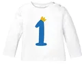MoonWorks® Baby Langarm-Shirt 1. Geburtstag Zahl 1 Krone Geburtstagsshirt Geburtstagsshirt Bio-Baumwolle Junge Mädchen weiß 80/86 (10-15 Monate)