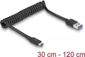 DeLOCK USB 3,1 Gen 2 Coiled Cable Type-A male to Type-C male - Linkkabel - USB 3,1 Gen 2 - USB-C 3,1 Gen 2 x 1 - Schwarz (85349)