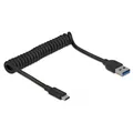 USB-Kabel Delock USB 3.1 Coiled Cable Type-C To A USB Kabel NEU