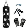 Hammer Boxsack Sparring Professional (Set, mit Boxhandschuhen, mit Haken, mit Sprungseil, mit Trainings-DVD) schwarz